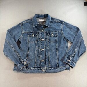 Old Navy Womens Denim Trucker Jacket Medium Wash Blue Size L